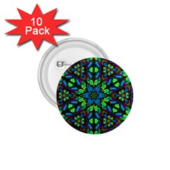 Blue Green Kaleidoscope 1 75  Buttons (10 Pack) by bloomingvinedesign