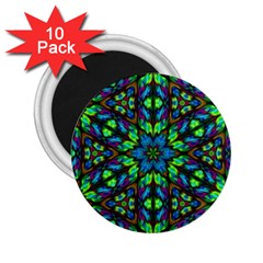 Blue Green Kaleidoscope 2 25  Magnets (10 Pack)  by bloomingvinedesign