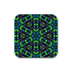 Blue Green Kaleidoscope Rubber Square Coaster (4 Pack) by bloomingvinedesign