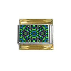 Blue Green Kaleidoscope Gold Trim Italian Charm (9mm) by bloomingvinedesign