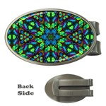 Blue Green Kaleidoscope Money Clips (Oval)  Front