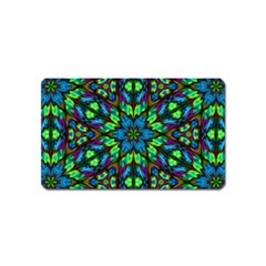 Blue Green Kaleidoscope Magnet (name Card) by bloomingvinedesign