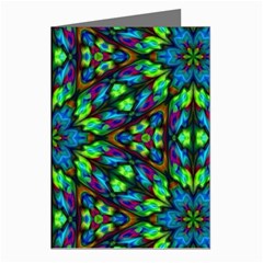 Blue Green Kaleidoscope Greeting Cards (pkg Of 8) by bloomingvinedesign