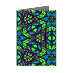 Blue Green Kaleidoscope Mini Greeting Card by bloomingvinedesign