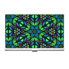 Blue Green Kaleidoscope Business Card Holder by bloomingvinedesign