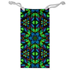 Blue Green Kaleidoscope Jewelry Bag by bloomingvinedesign