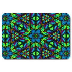 Blue Green Kaleidoscope Large Doormat by bloomingvinedesign