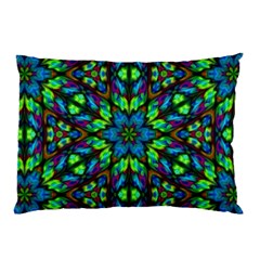 Blue Green Kaleidoscope Pillow Case by bloomingvinedesign