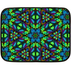 Blue Green Kaleidoscope One Side Fleece Blanket (mini) by bloomingvinedesign