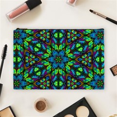 Blue Green Kaleidoscope Cosmetic Bag (large) by bloomingvinedesign