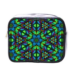 Blue Green Kaleidoscope Mini Toiletries Bag (one Side) by bloomingvinedesign