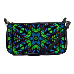 Blue Green Kaleidoscope Shoulder Clutch Bag by bloomingvinedesign