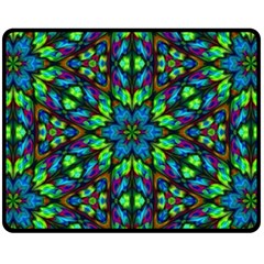 Blue Green Kaleidoscope One Side Fleece Blanket (medium) by bloomingvinedesign