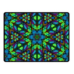 Blue Green Kaleidoscope One Side Fleece Blanket (small) by bloomingvinedesign