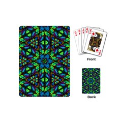 Blue Green Kaleidoscope Playing Cards Single Design (mini) by bloomingvinedesign