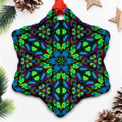 Blue Green Kaleidoscope Snowflake Ornament (two Sides) by bloomingvinedesign