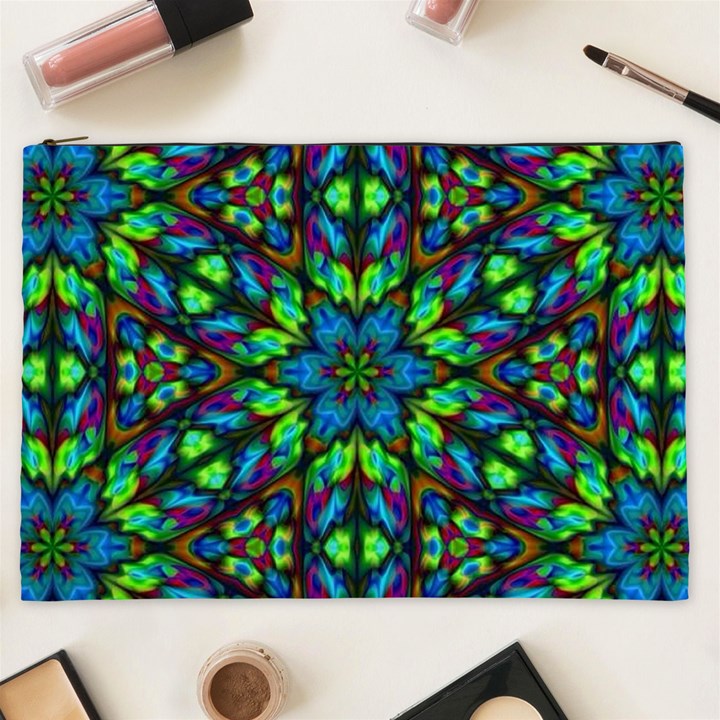 Blue Green Kaleidoscope Cosmetic Bag (XXL)