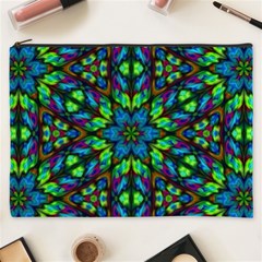 Blue Green Kaleidoscope Cosmetic Bag (xxxl) by bloomingvinedesign