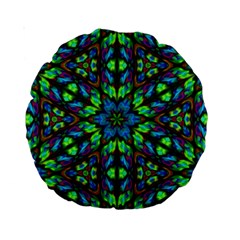 Blue Green Kaleidoscope Standard 15  Premium Round Cushions by bloomingvinedesign