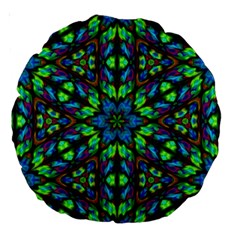 Blue Green Kaleidoscope Large 18  Premium Round Cushions by bloomingvinedesign