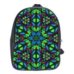 Blue Green Kaleidoscope School Bag (xl) by bloomingvinedesign