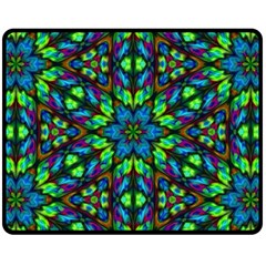 Blue Green Kaleidoscope Fleece Blanket (medium) by bloomingvinedesign