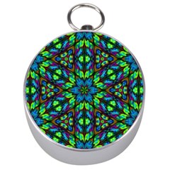 Blue Green Kaleidoscope Silver Compasses by bloomingvinedesign