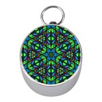 Blue Green Kaleidoscope Mini Silver Compasses Front