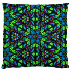 Blue Green Kaleidoscope Large Premium Plush Fleece Cushion Case (two Sides) by bloomingvinedesign