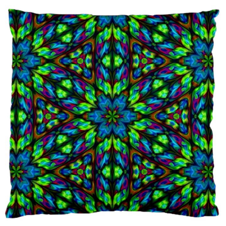 Blue Green Kaleidoscope Large Premium Plush Fleece Cushion Case (Two Sides)