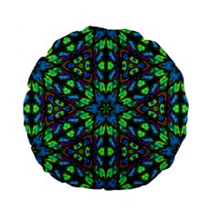 Blue Green Kaleidoscope Standard 15  Premium Flano Round Cushions by bloomingvinedesign