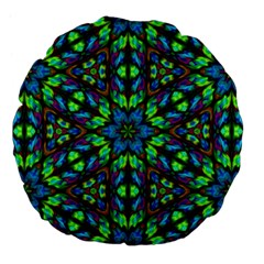 Blue Green Kaleidoscope Large 18  Premium Flano Round Cushions by bloomingvinedesign