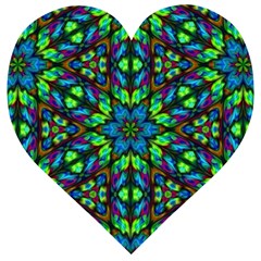 Blue Green Kaleidoscope Wooden Puzzle Heart by bloomingvinedesign