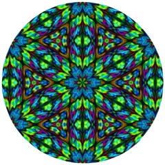 Blue Green Kaleidoscope Wooden Puzzle Round by bloomingvinedesign