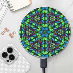 Blue Green Kaleidoscope Wireless Fast Charger(white) by bloomingvinedesign