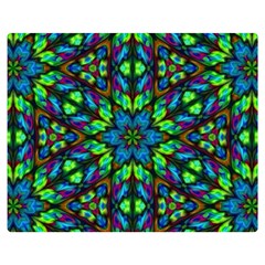 Blue Green Kaleidoscope One Side Premium Plush Fleece Blanket (medium) by bloomingvinedesign