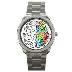 Brain-mind-psychology-idea-drawing Sport Metal Watch by Jancukart