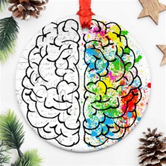 Brain-mind-psychology-idea-drawing Round Ornament (two Sides)