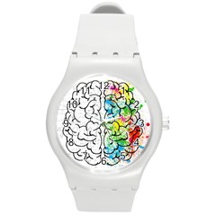 Brain-mind-psychology-idea-drawing Round Plastic Sport Watch (m)