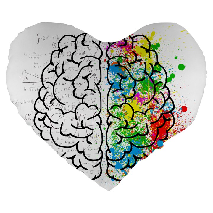 Brain-mind-psychology-idea-drawing Large 19  Premium Flano Heart Shape Cushions