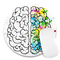 Brain-mind-psychology-idea-drawing Round Mousepad by Jancukart