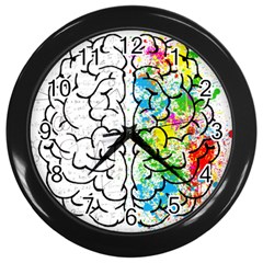 Brain-mind-psychology-idea-drawing Wall Clock (black)