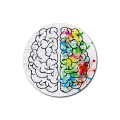 Brain-mind-psychology-idea-drawing Rubber Coaster (round)