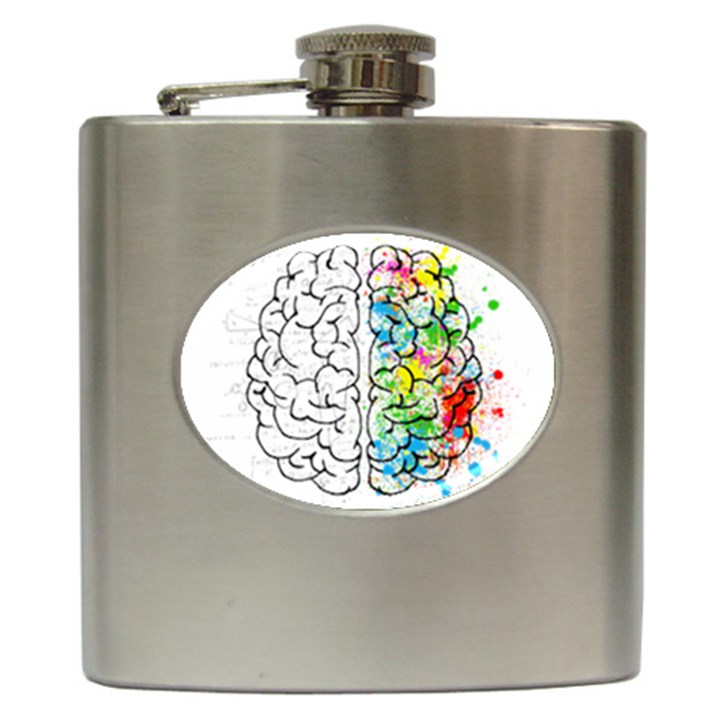 Brain-mind-psychology-idea-drawing Hip Flask (6 oz)