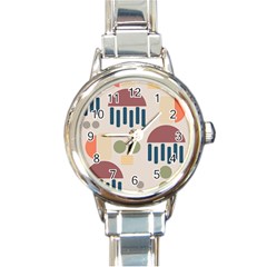 Art Background Abstract Design Round Italian Charm Watch