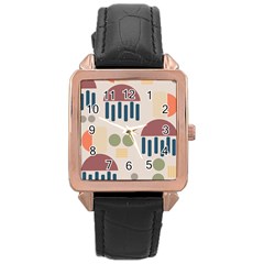 Art Background Abstract Design Rose Gold Leather Watch  by Jancukart