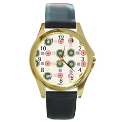 Art Design Round Drawing Abstract Round Gold Metal Watch