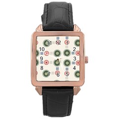 Art Design Round Drawing Abstract Rose Gold Leather Watch 