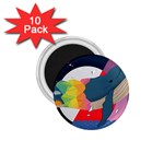 Whale Moon Ocean Digital Art 1.75  Magnets (10 pack)  Front