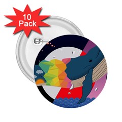 Whale Moon Ocean Digital Art 2 25  Buttons (10 Pack) 